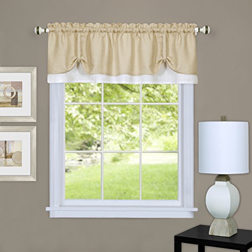 Sally Elegance Double Layered Pick-Up Valance (58 inch x 14 inch ) Tan