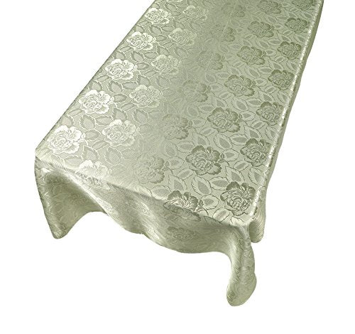 Park Avenue Deluxe Collection Park Avenue Deluxe Collection inch Rose Damask inch 52 inch x70 inch Fabric Tablecloth in Sage