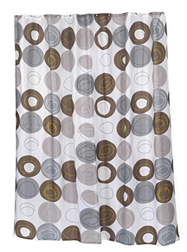 Royal Bath Easy On (No Hooks Needed) Fabric Shower Curtain (70 inch x 72 inch ) with Built in Hooks - Madison