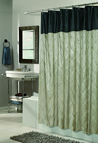 Royal Bath Diamond Design Balmoral Fabric Shower Curtain in Black/Brown Size: 70 inch x 72 inch