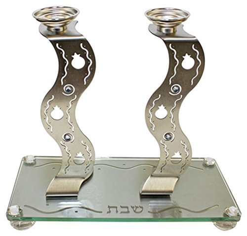 5th Avenue Collection Lazer Cut Candle Stick With Tray  - Tray 9 3/4 inch W X 5 inch L Candle Sticks 7 inch H