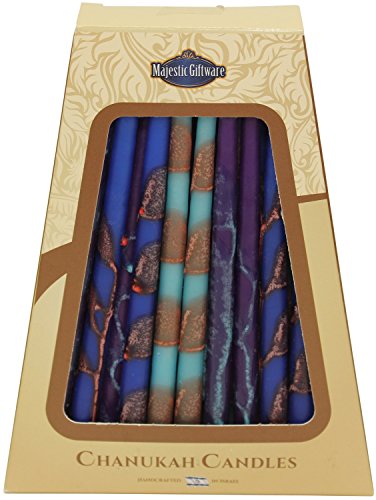 Lamp Lighters Ultimate Judaica Safed Chanukah Candles - 45 Pack - Blue/Purple - 6 inch