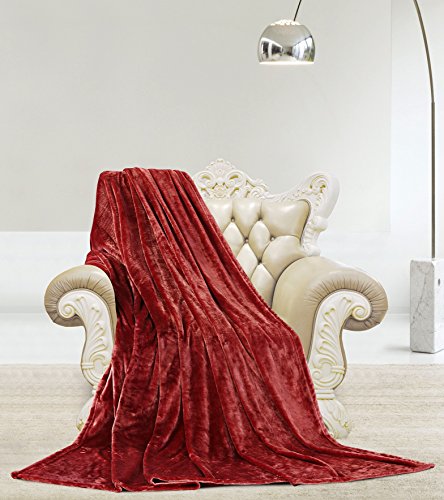 Ultra Lush Shiny Velvet Queen Size Microplush Blanket (90 inch x 90 inch ) - Burgundy
