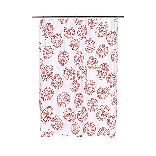 Park Avenue Deluxe Collection Park Avenue Deluxe Collection inch Lucerne inch Fabric Shower Curtain with Poly Taffeta Flocking in Red/White