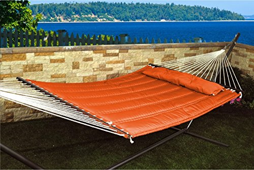 Patio Bliss Hammock Quilted with Pillow with inch S inch Stitch - Terra Cotta