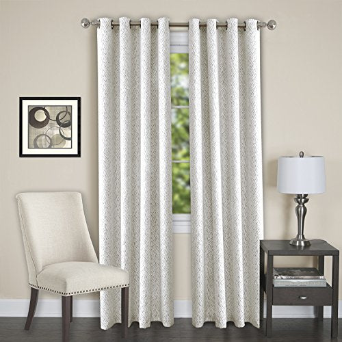 Lorraine Set of 2 Room Darkening Energy Efficient Blackout Curtain Panels (52 inch x 84 inch ) with 8 Grommets - White