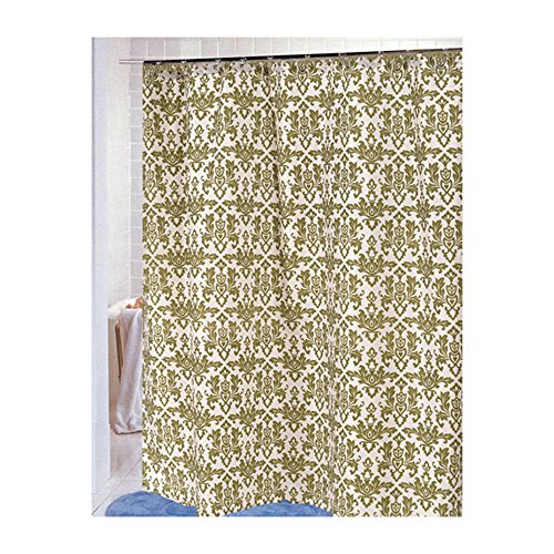 Park Avenue Deluxe Collection Park Avenue Deluxe Collection inch Damask inch Fabric Shower Curtain in Sage/Ivory