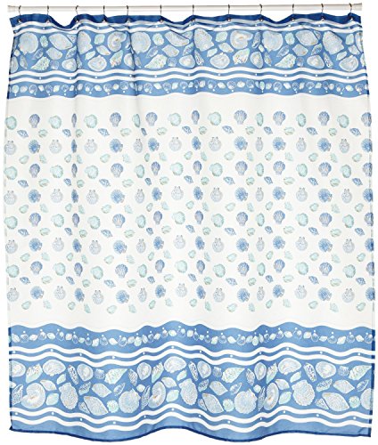 BenandJonah Collection Fabric Shower Curtain 70 x 72 inch Seashell Light Blue