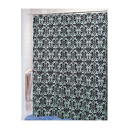 Park Avenue Deluxe Collection Park Avenue Deluxe Collection inch Damask inch Fabric Shower Curtain in Chocolate/Blue