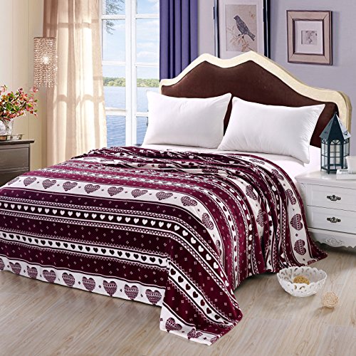 Corzon Enamorado Full Size (76 inch x 86 inch ) Micro-Fleece Blanket - Burgundy