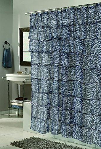 The Conquistador Collection Flamenco Tiered Crushed Voile Fabric Shower Curtain (70 inch x 72 inch ) - Zebra