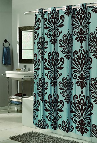 Royal Bath Easy On (No Hooks Needed) Fabric Shower Curtain (70 inch x 72 inch ) with Built in Hooks - Beacon Hill Brown