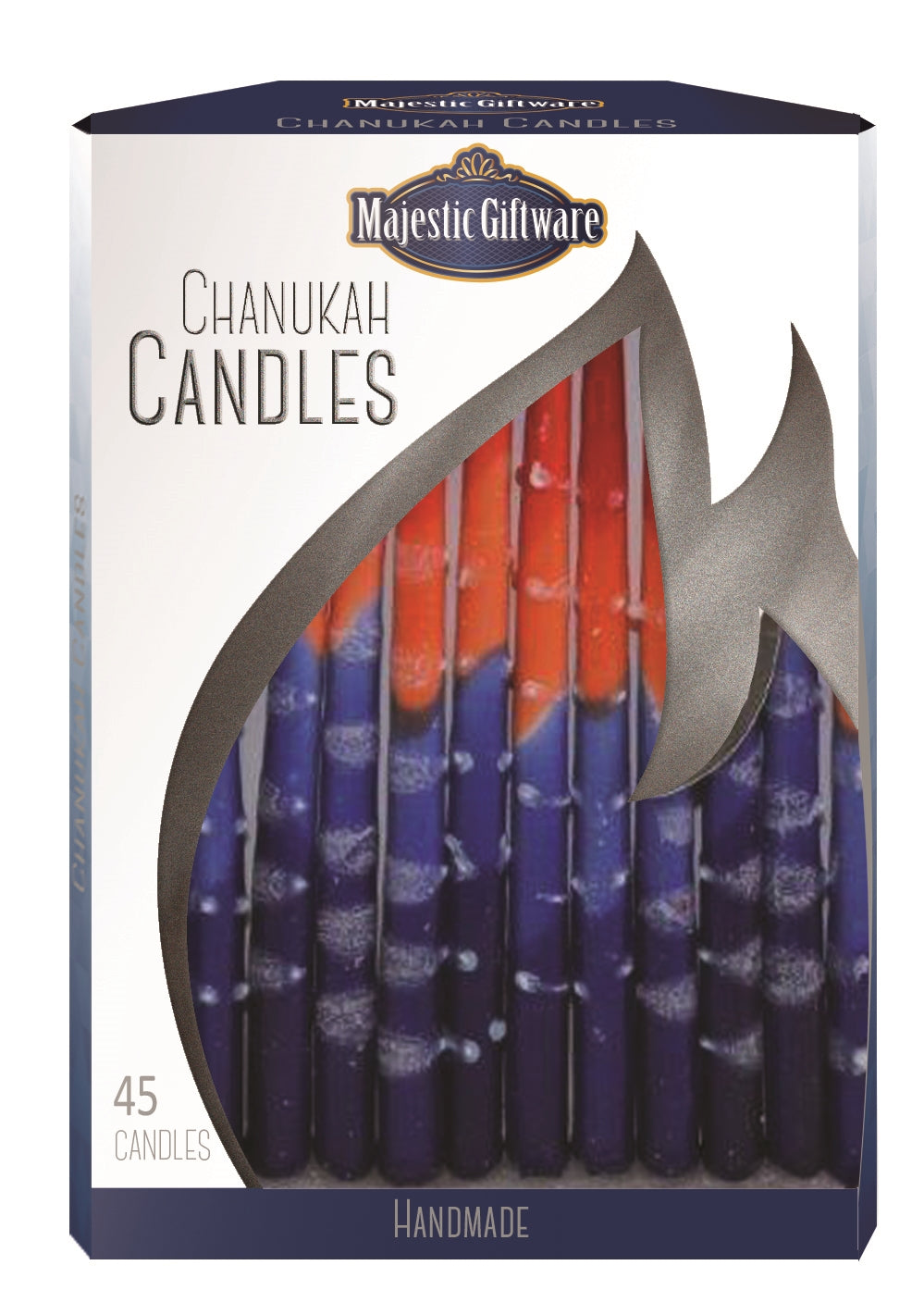Ben&Jonah Chanukah Candles - Executive Collection - 45 Pack - Blue/Orange/Red - 6"