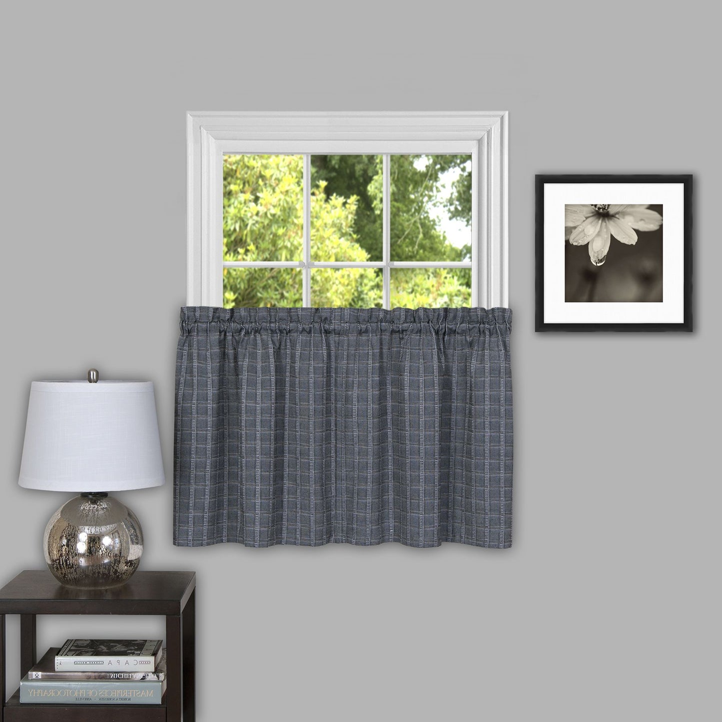 Traditional Elegance Fionna 58x24 Window Curtain Tier Pair - Grey