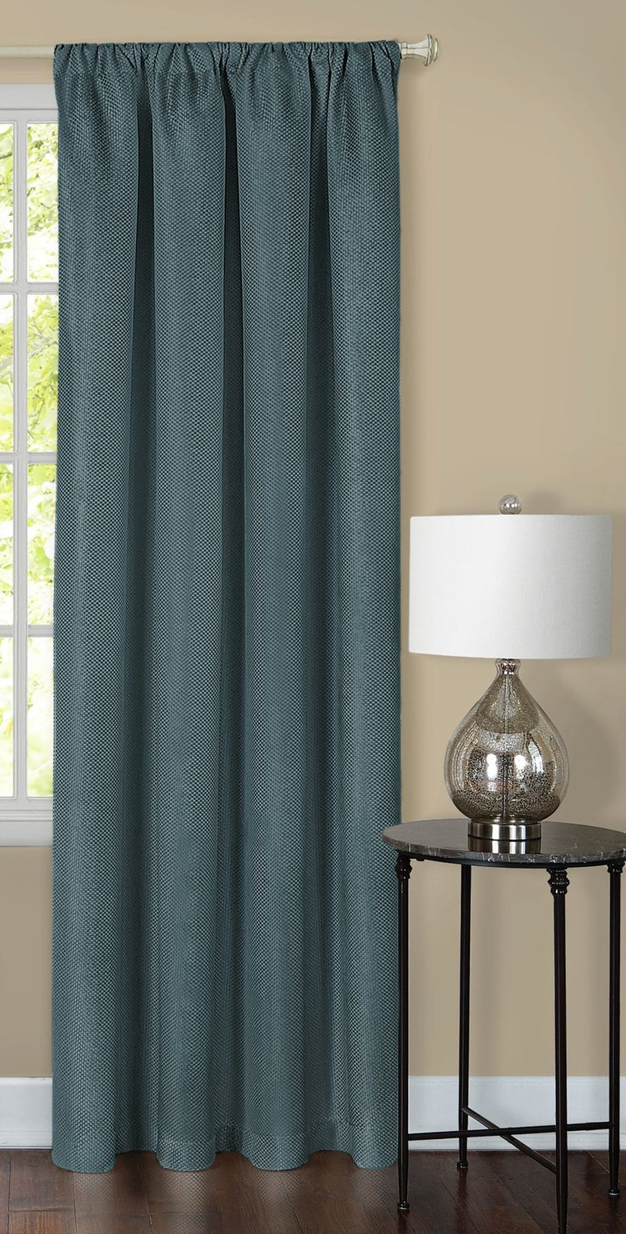 Traditional Elegance Melody Blackout Window Curtain Panel - 52x63 - Teal