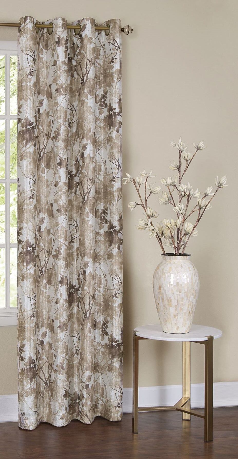 Traditional Elegance Trinity - Lined Grommet Window Curtain Panel - 50x84 - Tan