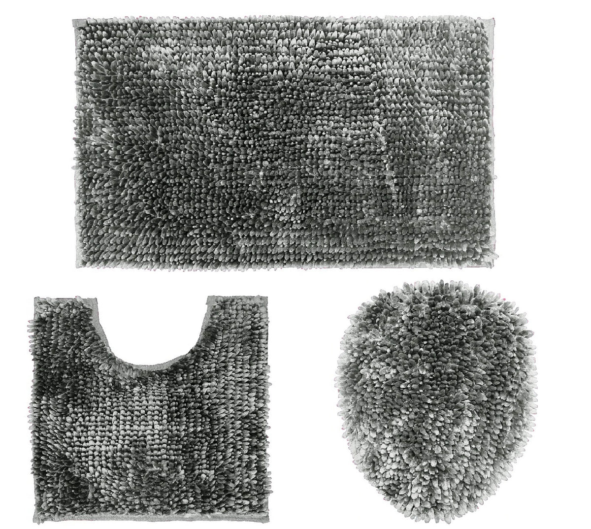 Ben & Jonah 3 Piece Marled Chenille Shag Bath Rug Set