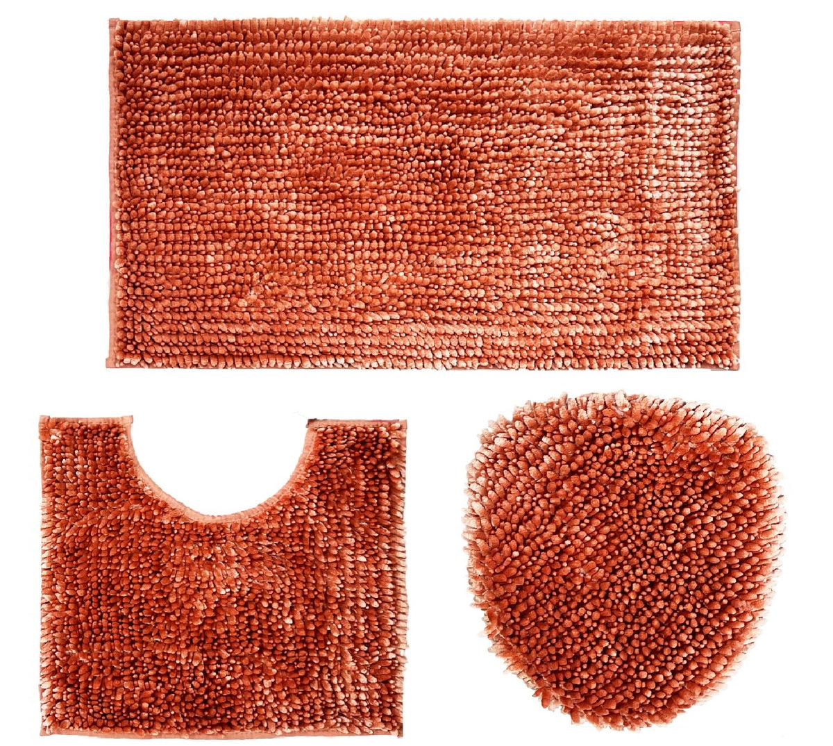 Ben & Jonah 3 Piece Marled Chenille Shag Bath Rug Set