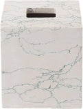 Luxury Tissue Holder - Engineered White Stone, Spa Vibes, & Elegant Blue Veining