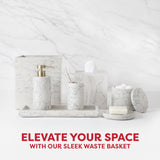 Luxurious Waste Basket - Engineered White Stone | Elegant Bathroom Trash Bin