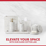 Luxury Cotton Jar - Engineered White Stone with Blue Veining | Elegant Spa-Inspired Storage