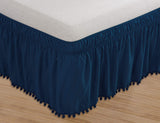 Simple Elegance 1500 Series EZ On Wrap Around Solid Pom Pom Bed Skirt