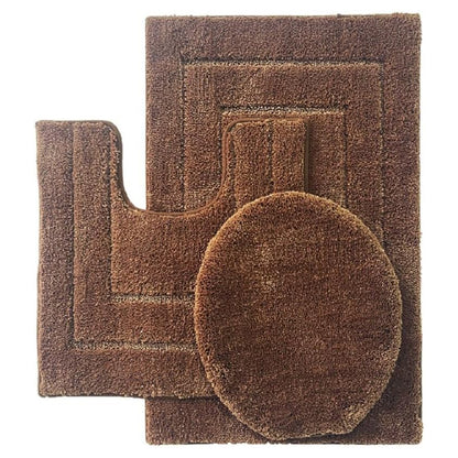 Ben & Jonah Clearwater Collection – 3-Piece Bathroom Rug Set – Beige – Soft Microfiber Bath Mat, Contour Rug & Lid Cover
