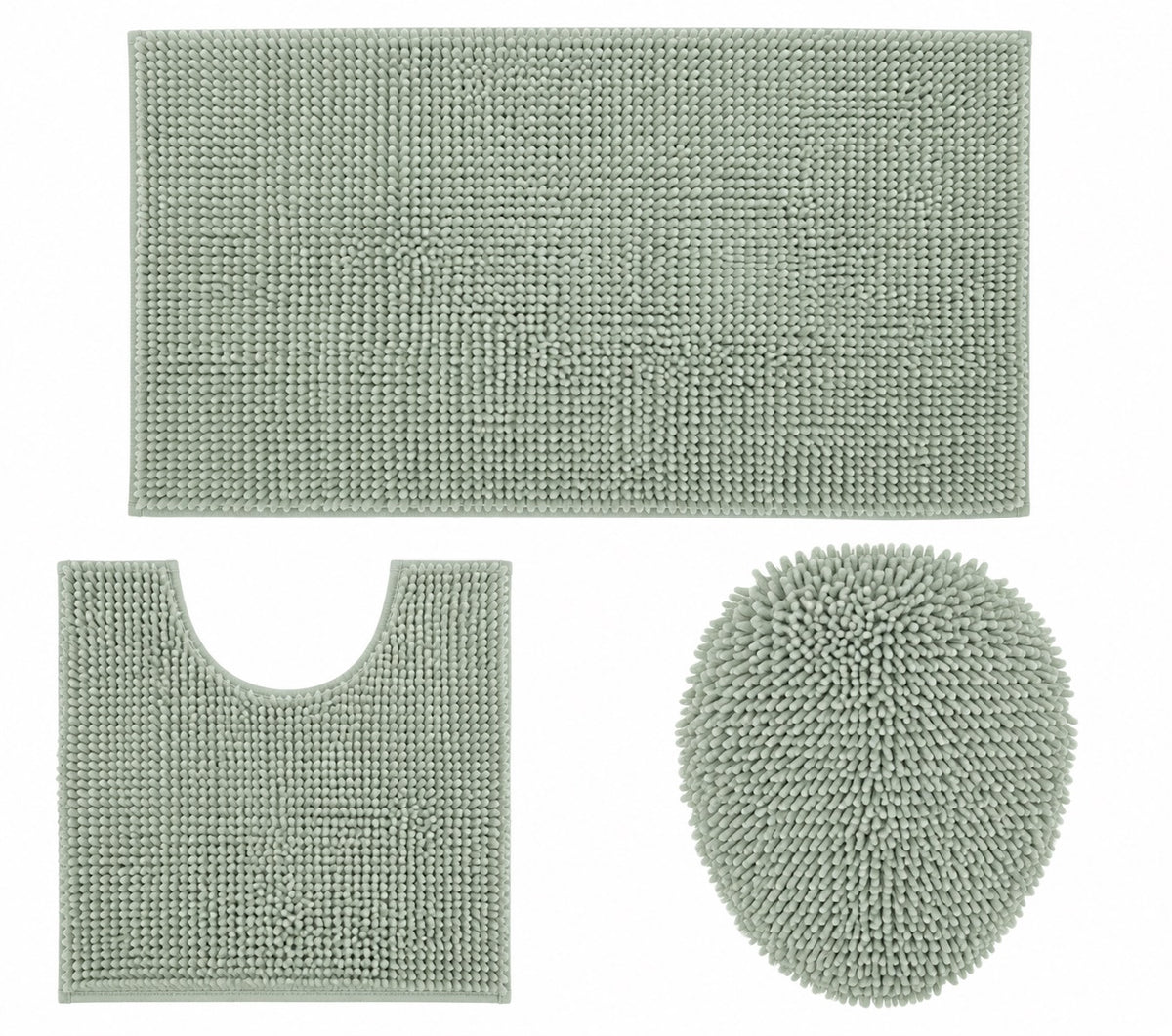 Ben & Jonah 3 Piece Marled Chenille Shag Bath Rug Set