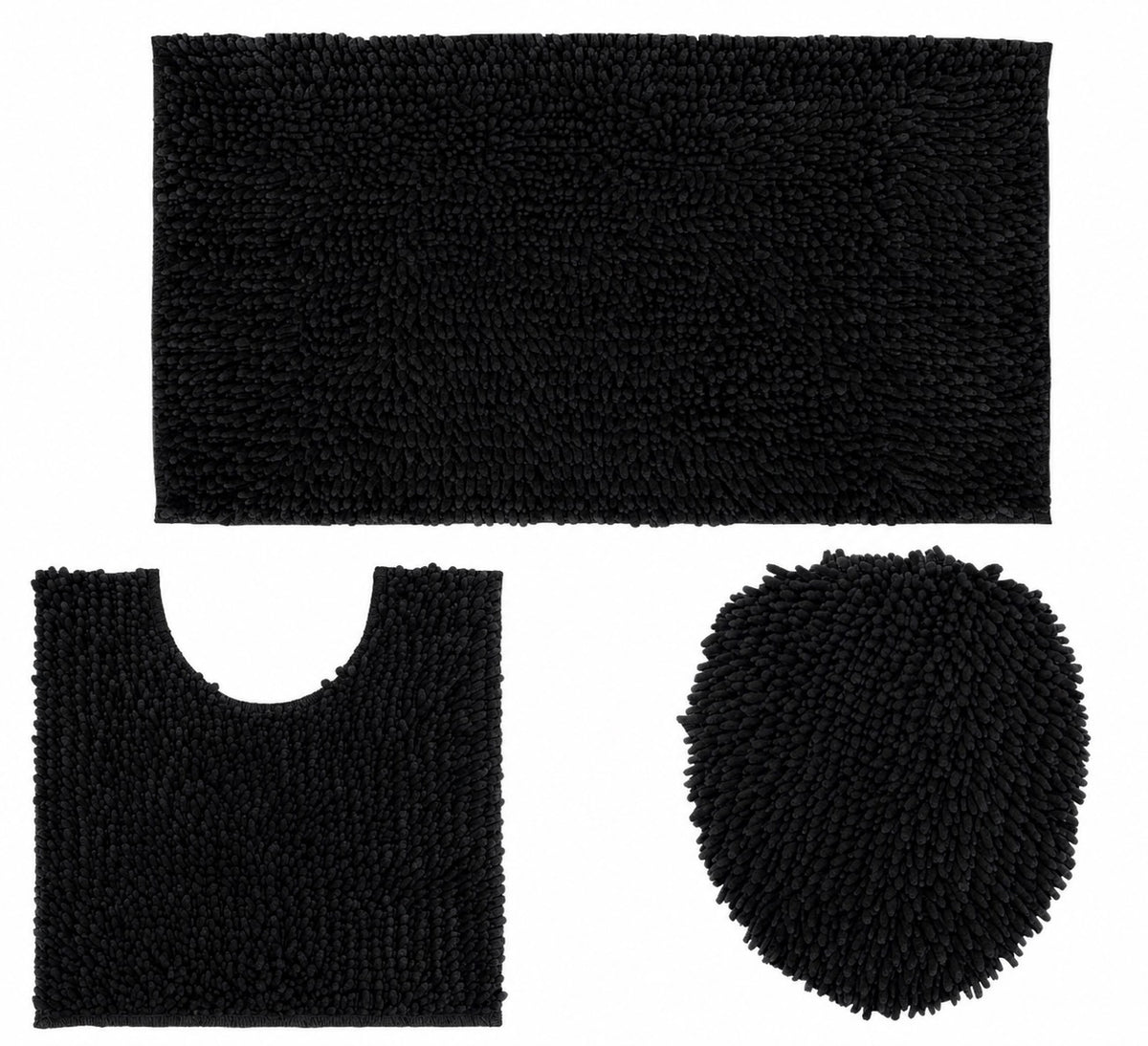 Ben & Jonah 3 Piece Marled Chenille Shag Bath Rug Set