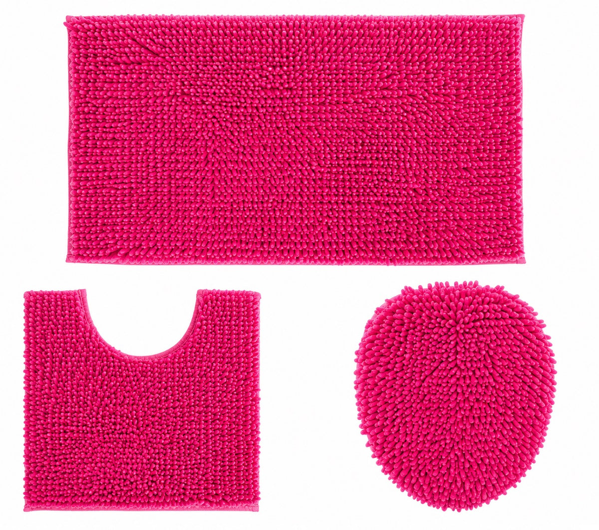 Ben & Jonah 3 Piece Marled Chenille Shag Bath Rug Set