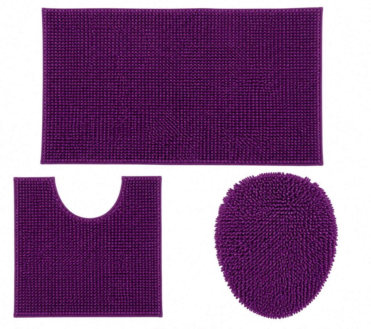 Ben & Jonah 3 Piece Marled Chenille Shag Bath Rug Set