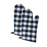 Traditional Elegance Buffalo Check Oven Mitt - Navy - 7-in x 13-in - Set of Two