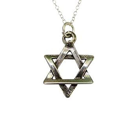 Silver Star of David Necklace - Chain 18 inch  Pendant 3/4 inch W X 3/4 inch H