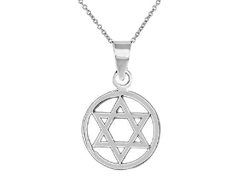 Silver Star Of David Pendant With 16 inch  Link Chain