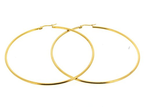 Ben and Jonah Stainless Steel Gold Plated Hoop Earring (70mm) 70mm