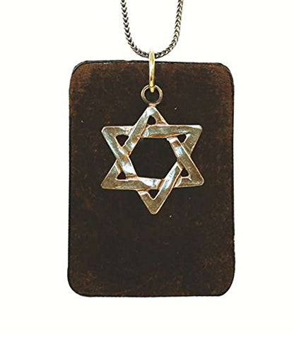 Silver Star Of David On A Leather Pendant - Chain 21 inch  Leather 1 1/4 inch  W X 2 inch  Pendant 3/4 inch  X Â 3/4 inch 