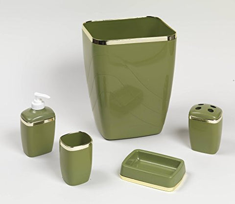 Royal Bath 5-Piece Plastic Bath Accessory Set (Sage/Gold)