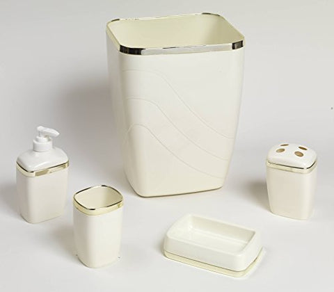 Royal Bath 5-Piece Plastic Bath Accessory Set (Ivory/Gold)