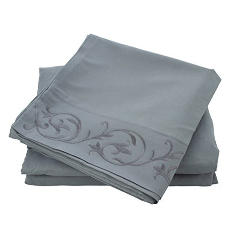 ComfortLiving Embroidered 4-Piece Sheet Set Queen - Blue