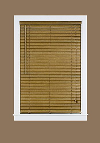 Plantation Collection Vinyl Venetian 2-Inch Mini Blind - Woodtone - 30 inch  x 64 inch  (Actual Measurement 29.5 inch  x 64 inch )