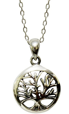 Silver Tree of Life Amulet - Chain - 18 inch  Pendant - 5/8 inch W x 1 inch  H