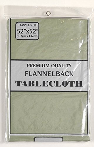 Simple Elegance by Bon Appetit Solid Color Vinyl Tablecloth with Polyester Flannel Backing - Sage Rectangle (52 inch  x 90 inch )