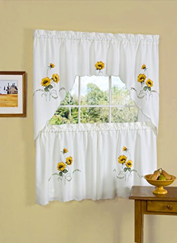 Ben&Jonah Collection Sunshine Embellished Tier and Swag Window Curtain Set - 58x24