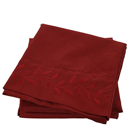 ComfortLiving Embroidered 4-Piece Sheet Set Queen - Burgundy