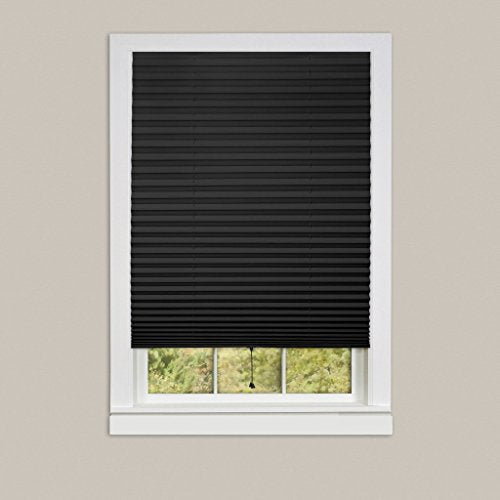 Park Avenue Collection 1-2-3 Vinyl Room Darkening Temporary Pleated Shade - Black - 36x75 6 Pack
