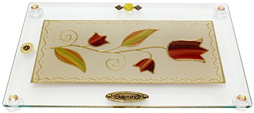 Ultimate Judaica Challah Tray On Legs Tulip - Colorful - 15  inch  W X 10  inch  L
