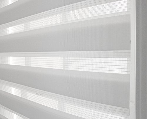 Modesta Collection Set of 4 White Cordless Sheer Double Layered Fabric Window Shades - 31 inch  x 72 inch 