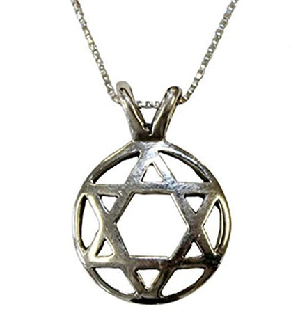 Silver Star of David Necklace - Chain 18 inch  Pendant 1/2 inch D