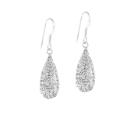 Ben and Jonah Fancy 925 Silver Tear Drop Hook Earrings with Clear Stones