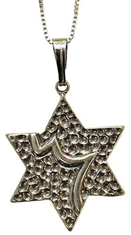 Silver Star Of David Necklace - Chain 18 inch  Pendant 3/4 inch  H 3/4 inch  W